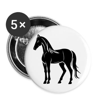 Cheval - Lot de 5 grands badges (56 mm) - blanc - Devant