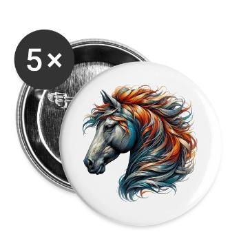 Horse - Buttons large 2.2''/56 mm (5-pack) - white - Front