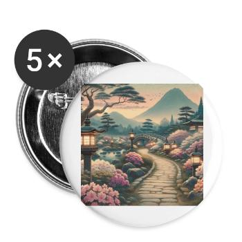 Japan Vintage Azaleen Laternen - Buttons groß 56 mm (5er Pack) - Weiß - Vorne