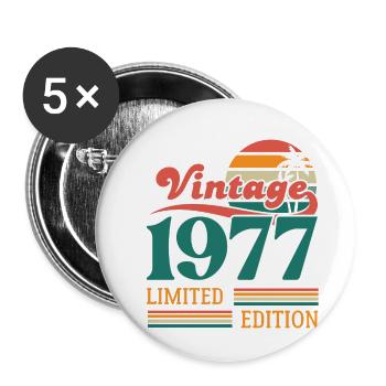 Jahrgang 1977 Limitierte Auflage - Buttons groß 56 mm (5er Pack) - Weiß - Vorne