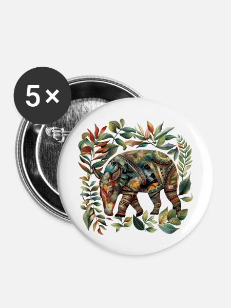 Azteken-Tapir - Buttons groß 56 mm (5er Pack) - Weiß