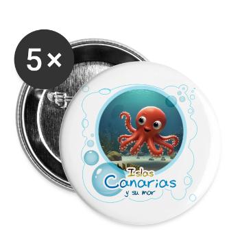 Tintenfisch - Buttons groß 56 mm (5er Pack) - Weiß - Vorne