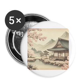 Japon Vintage Bright - Lot de 5 grands badges (56 mm) - blanc - Devant