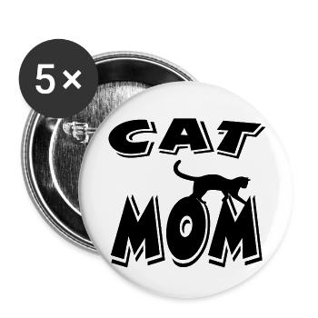 Chat - Lot de 5 grands badges (56 mm) - blanc - Devant