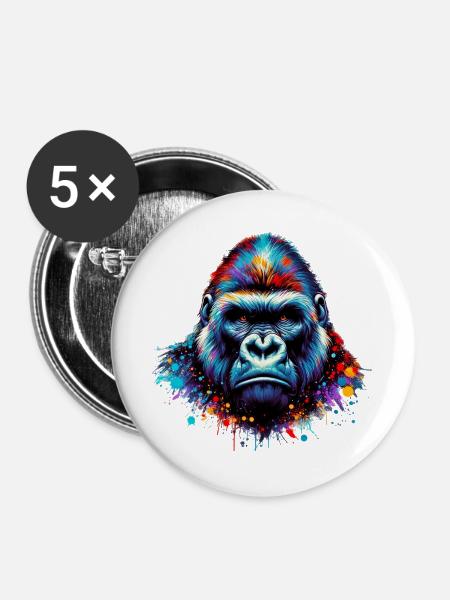 Gorilla - Buttons groß 56 mm (5er Pack) - Weiß