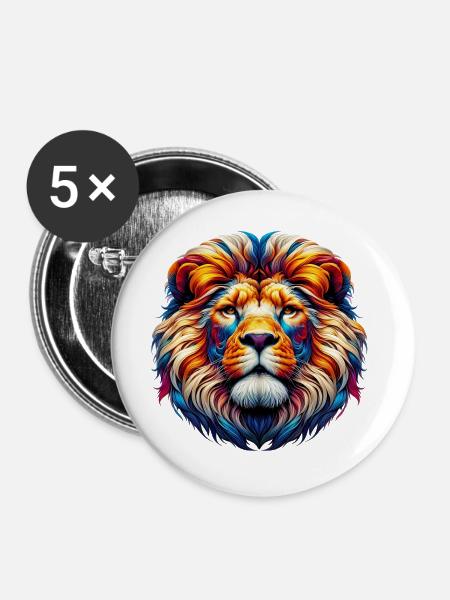 Löwe - Buttons groß 56 mm (5er Pack) - Weiß