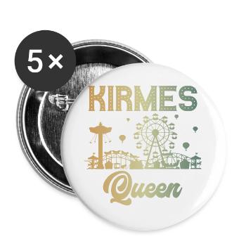 Kirmes Queen Jahrmarkt Rummel Volksfest - Buttons groß 56 mm (5er Pack) - Weiß - Vorne