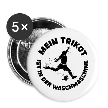 Mein Trikot Fußball lustige Sprüche Waschmaschine - Buttons groß 56 mm (5er Pack) - Weiß - Vorne