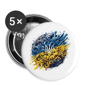 Ukraine Ukrainian flag coat of arms freedom - Buttons large 2.2''/56 mm (5-pack) - white - Front