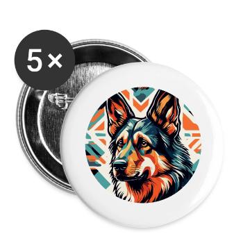 Dog / Animal / Pet / Furry / German Shepherd - Buttons large 2.2''/56 mm (5-pack) - white - Front
