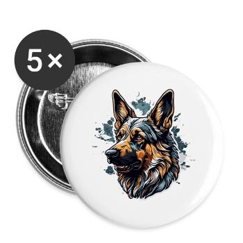 Dog / Animal / Pet / Furry / German Shepherd - Buttons large 2.2''/56 mm (5-pack) - white - Front