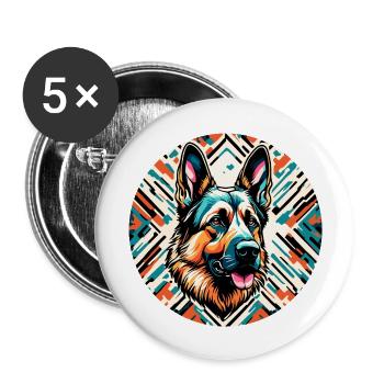 Dog / Animal / Pet / Furry / German Shepherd - Buttons large 2.2''/56 mm (5-pack) - white - Front