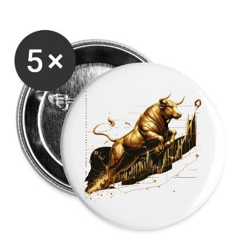 Taurus Bull Stocks Gold Golden Wall Street Gift - Buttons large 2.2''/56 mm (5-pack) - white - Front