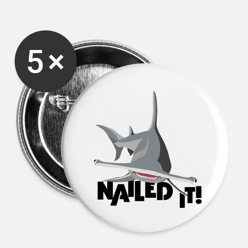 Hammerhead Shark - Nailed it! - Buttons large 2.2''/56 mm (5-pack) - white