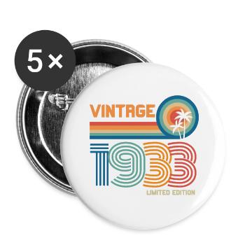 Jahrgang 1933 Ausgabe - Buttons groß 56 mm (5er Pack) - Weiß - Vorne