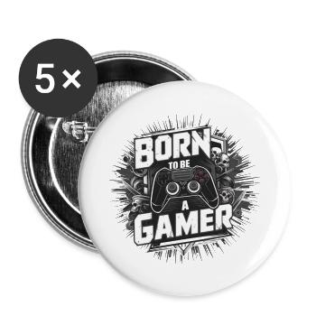 Born to be a gamer - Buttons large 2.2''/56 mm (5-pack) - white - Front