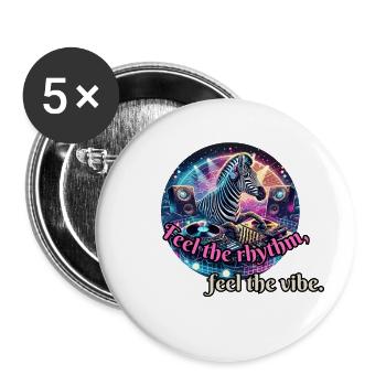 Fühle den Ryhtmus - Zebra am DJ Pult - Buttons groß 56 mm (5er Pack) - Weiß - Vorne