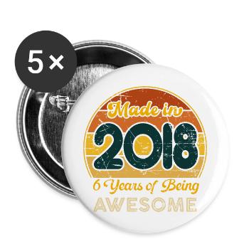Born in 2018 - Vintage 2018 Retro Birthday - Buttons large 2.2''/56 mm (5-pack) - white - Front