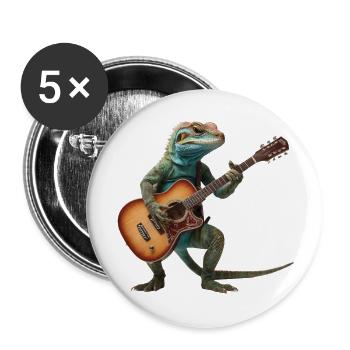 Lizard Gecko Gitarre - Buttons groß 56 mm (5er Pack) - Weiß - Vorne