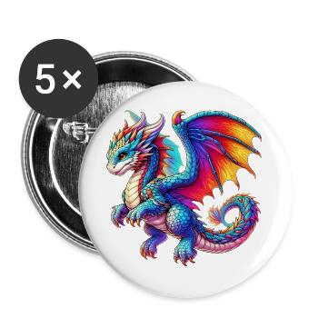 Dragon - Buttons large 2.2''/56 mm (5-pack) - white - Front