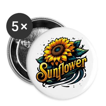 Sunflower Helianthus annuus in summer - Buttons large 2.2''/56 mm (5-pack) - white - Front