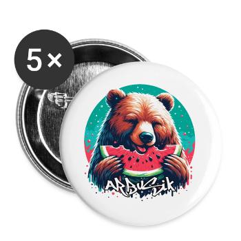 Watermelon Arbusik Bear Yummy Gift - Buttons large 2.2''/56 mm (5-pack) - white - Front