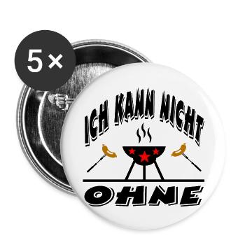 Grillen - Buttons groß 56 mm (5er Pack) - Weiß - Vorne