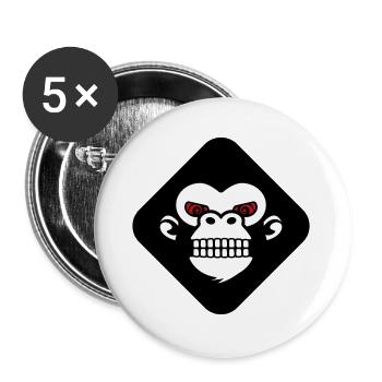 Gorilla-Zahn-Logo - Buttons groß 56 mm (5er Pack) - Weiß - Vorne