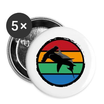 14 Hammerhai sunset - Buttons groß 56 mm (5er Pack) - Weiß - Vorne
