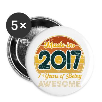 Jahrgang 2017 - Jahrgang 2017 Retro Jubiläum - Buttons groß 56 mm (5er Pack) - Weiß - Vorne