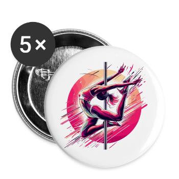 Pole Dance Dynamics Pink Gift - Buttons large 2.2''/56 mm (5-pack) - white - Front