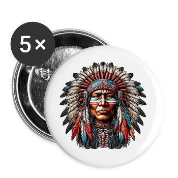 American Indian American Red Skin - Buttons large 2.2''/56 mm (5-pack) - white - Front