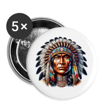 American Indian American Red Skin - Buttons large 2.2''/56 mm (5-pack) - white - Front