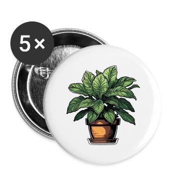 Zimmerpflanze / Topfpflanze / Dekoration / Topf - Buttons groß 56 mm (5er Pack) - Weiß - Vorne