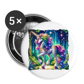 Fantasy Unicorn Horse Fans Einhornliebhaber - Buttons groß 56 mm (5er Pack) - Weiß - Vorne