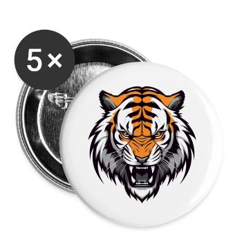 Tiger - Buttons groß 56 mm (5er Pack) - Weiß - Vorne