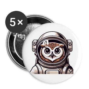 A cartoon style astronaut owl - Buttons large 2.2''/56 mm (5-pack) - white - Front