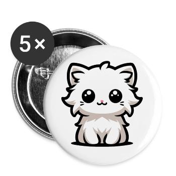 The Cutest Kitty - Buttons large 2.2''/56 mm (5-pack) - white - Front