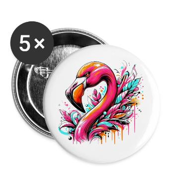 Flamingo - Buttons groß 56 mm (5er Pack) - Weiß - Vorne