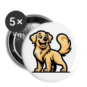 Ein Golden Retriever im Cartoon-Stil - Buttons groß 56 mm (5er Pack) - Weiß - Vorne