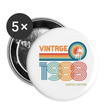 Vintage 1988 limited edition - Lot de 5 grands badges (56 mm) - blanc - Devant