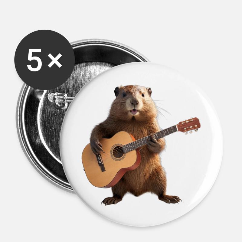 Marmot Beaver guitar - Buttons large 2.2''/56 mm (5-pack) - white