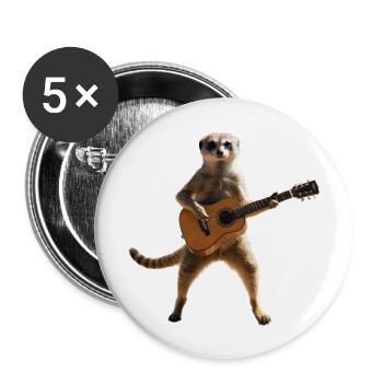 Erdmännchen, Musiker, Gitarre, - Buttons groß 56 mm (5er Pack) - Weiß - Vorne