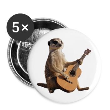 Meerkat Seated Guitar Musician - Buttons large 2.2''/56 mm (5-pack) - white - Front