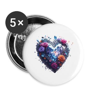 Heart / Mother's Day / Love / Holidays / Love - Buttons large 2.2''/56 mm (5-pack) - white - Front