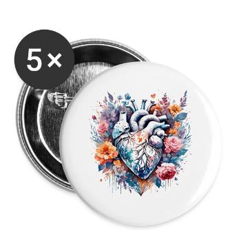 Heart / Mother's Day / Love / Holidays / Love - Buttons large 2.2''/56 mm (5-pack) - white - Front