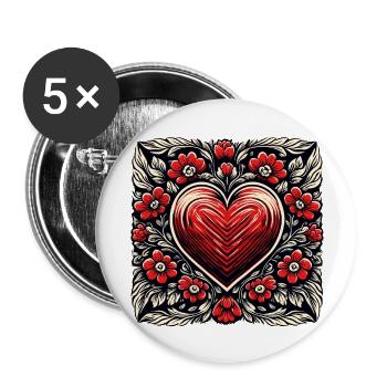 Heart / Mother's Day / Love / Holidays / Love - Buttons large 2.2''/56 mm (5-pack) - white - Front