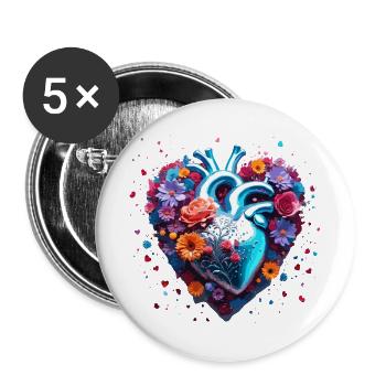 Heart / Mother's Day / Love / Holidays / Love - Buttons large 2.2''/56 mm (5-pack) - white - Front