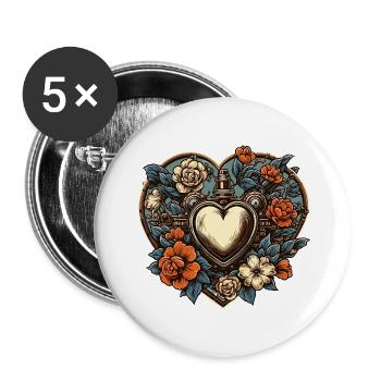 Heart / Mother's Day / Love / Holidays / Love - Buttons large 2.2''/56 mm (5-pack) - white - Front