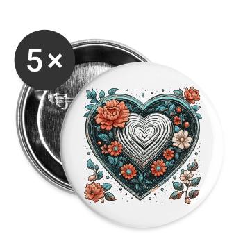 Heart / Mother's Day / Love / Holidays / Love - Buttons large 2.2''/56 mm (5-pack) - white - Front